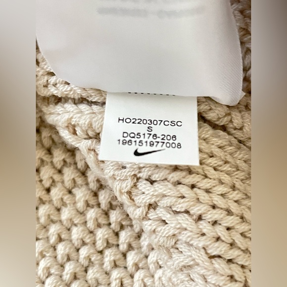 NIKE Wool Blend Cable Knit Chunky Sweater Mens S Cream / Light Beige - Picture 10 of 12
